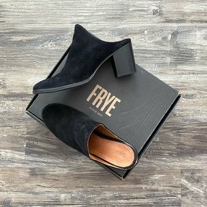 new FRYE mules leather and suede